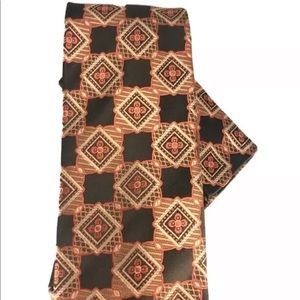 Prime Time Men's Tie & Hanky Brown Orange Beige Plaids & Checks Pattern 3.5"